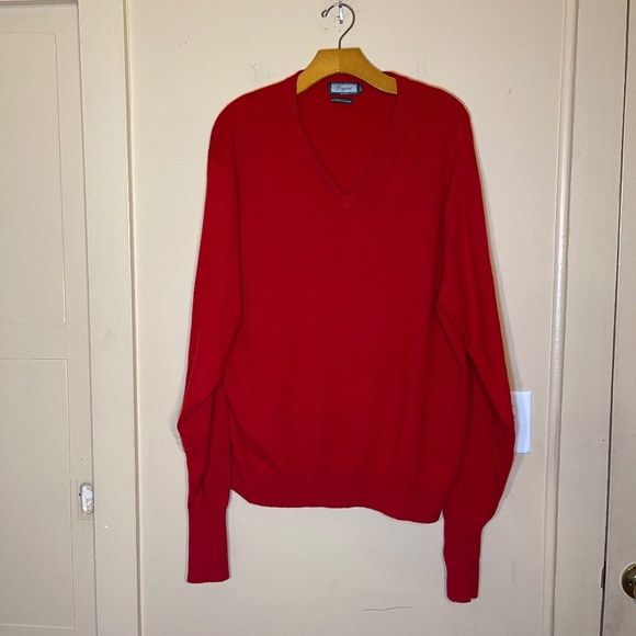 Cashmere Red V-Neck Women's Sweater - Picture 1 of 7